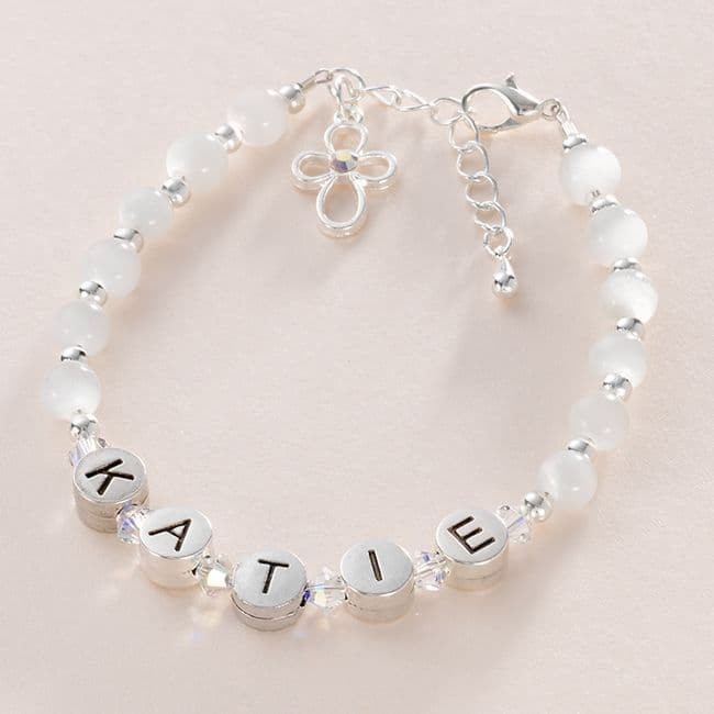 ***UK CUSTOMERS ONLY*** Girls Personalised Name Bracelet with Open Cross