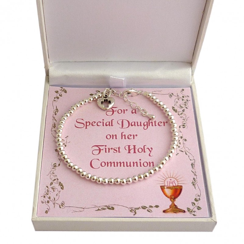***UK CUSTOMERS ONLY*** First Holy Communion Bracelet with Silver Beads
