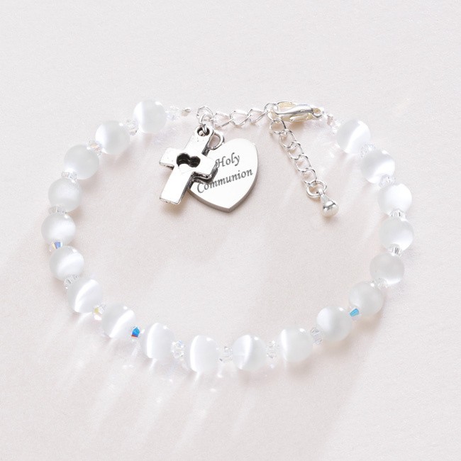 ***UK CUSTOMERS ONLY*** Girls Bracelet with Engraved Heart & Cross Charms