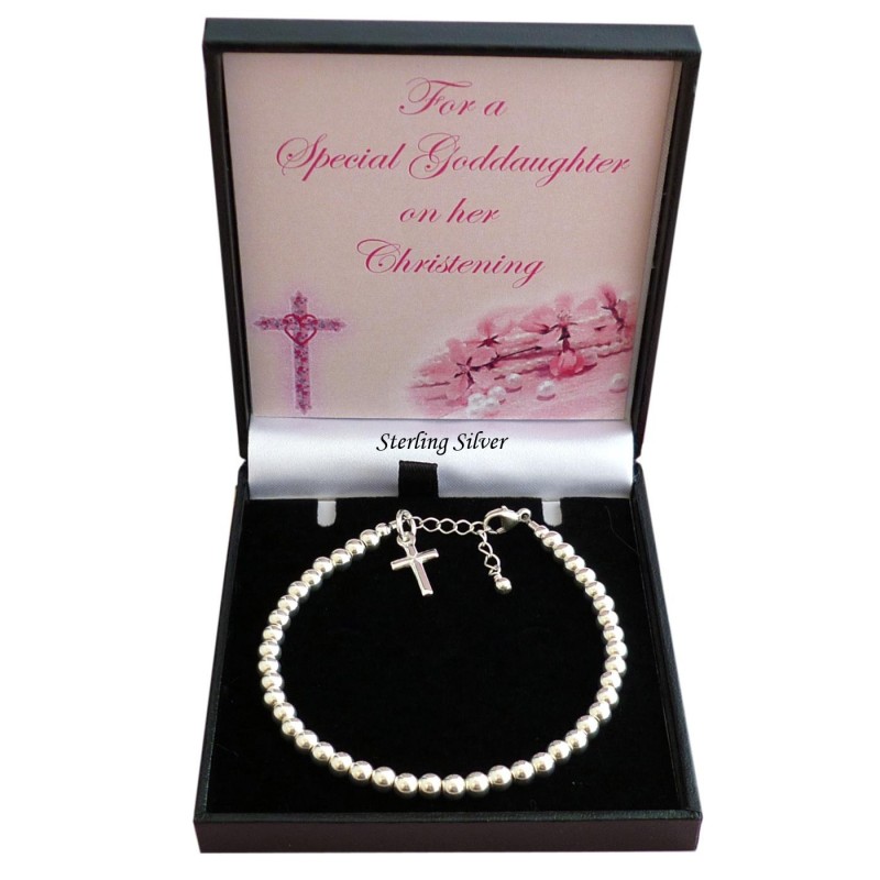 ***UK CUSTOMERS ONLY*** Christening Bracelet with Silver Cross