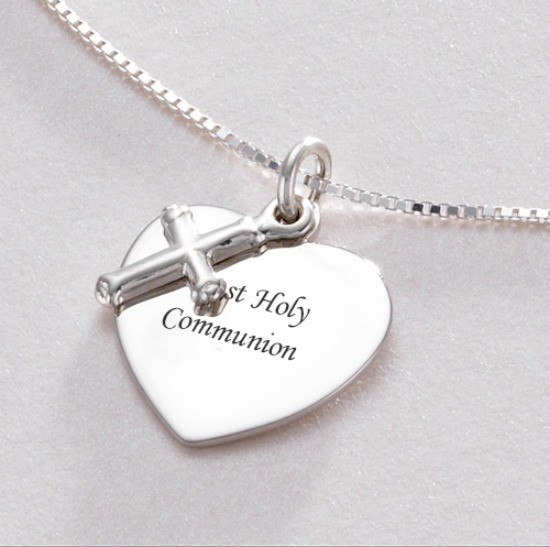 ***UK CUSTOMERS ONLY*** Personalised Necklace Sterling Silver Heart and Cross