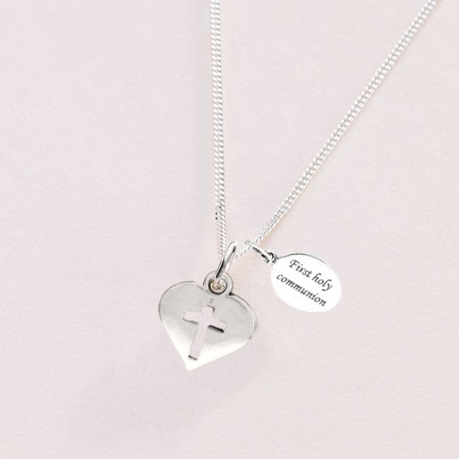 ***UK CUSTOMERS ONLY*** Girls Personalised Necklace - Heart & Cross