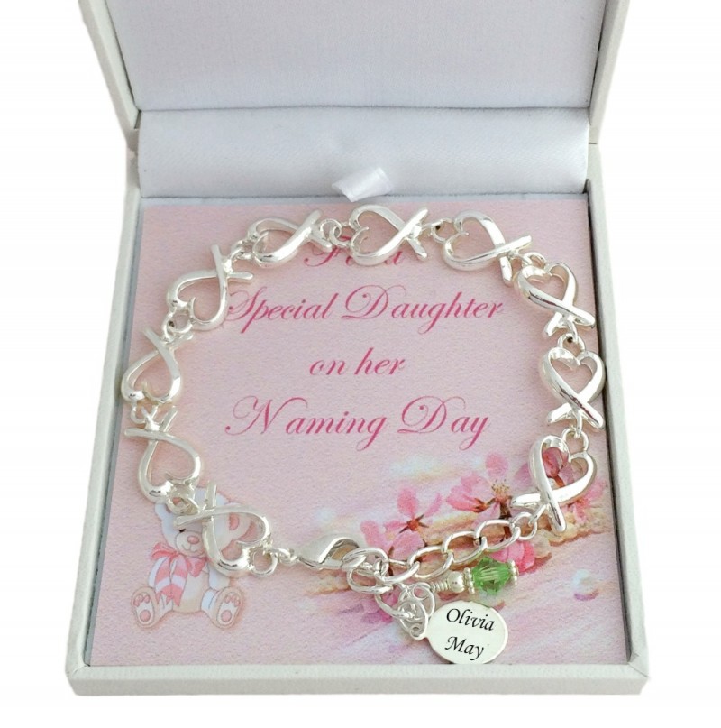***UK CUSTOMERS ONLY*** Personalised Naming Day Bracelet with Birthstone