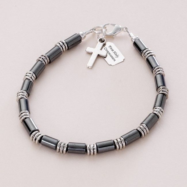 ***UK CUSTOMERS ONLY*** Boys Personalised Bracelet with Cross and Engraving