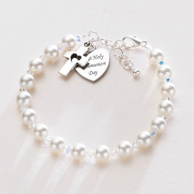 ***UK CUSTOMERS ONLY*** Pearl Bracelet with Engravable Steel Heart  - Precosia Pearls