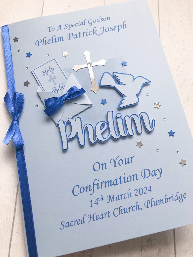 ***UK CUSTOMERS ONLY*** Blue Confirmation Card for Boy - Bible