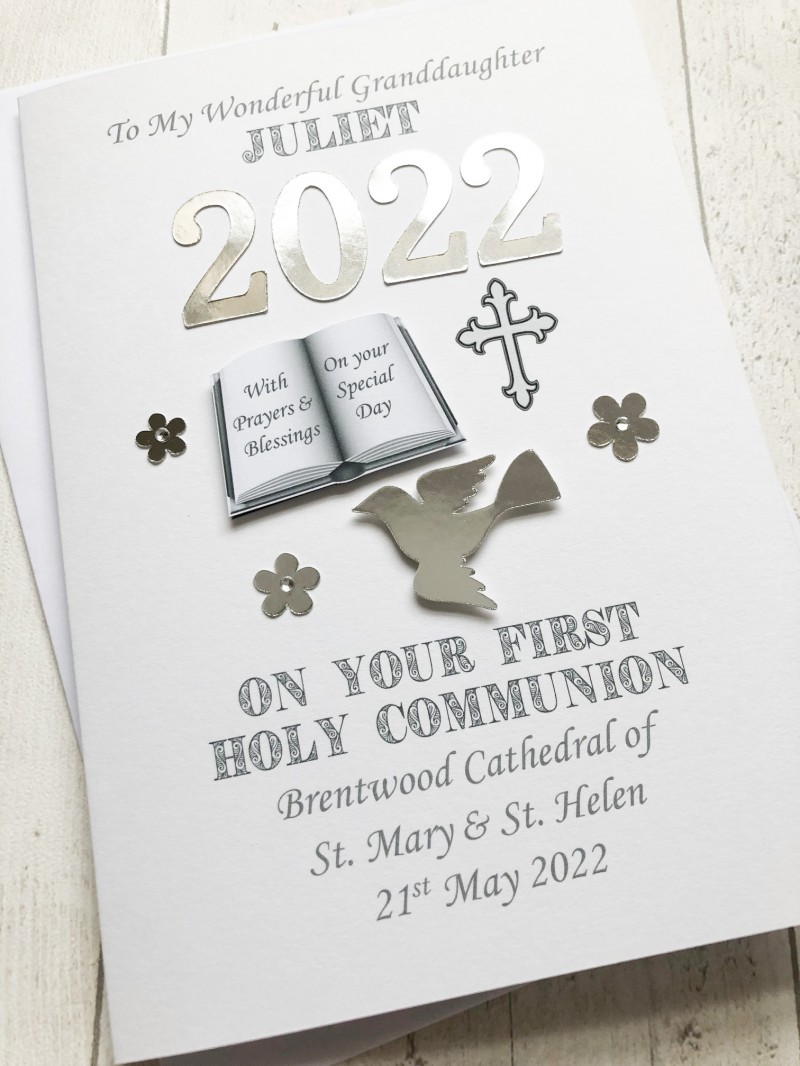 ***UK CUSTOMERS ONLY*** 2024 Personalised Girls First Holy Communion Card