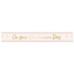First Holy Communion Pink Foil Banner - 2.7m