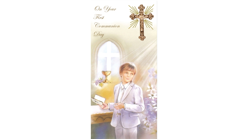 boy's boxed first holy communion card