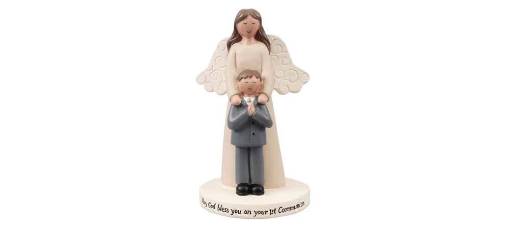 Guardian Angels & Praying Communion Boy Figurine
