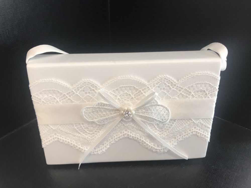 Ivory Communion Hard Bag with Lace & Bow Detail