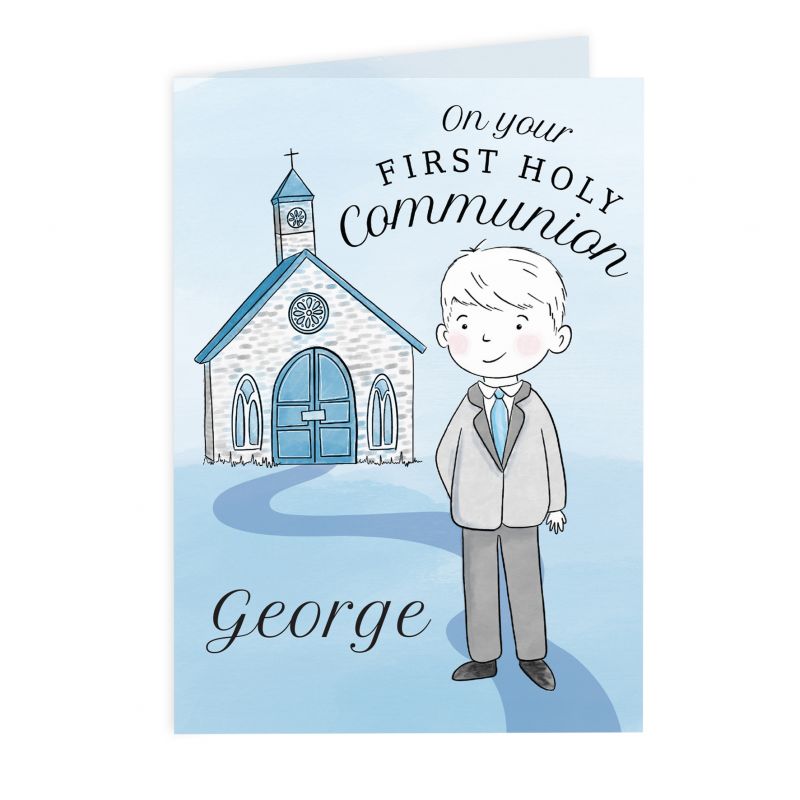 New Design Personalised Boys First Holy Communion Card