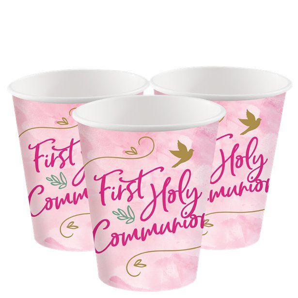 Communion Church Pink Paper Cups  for First Communion Party