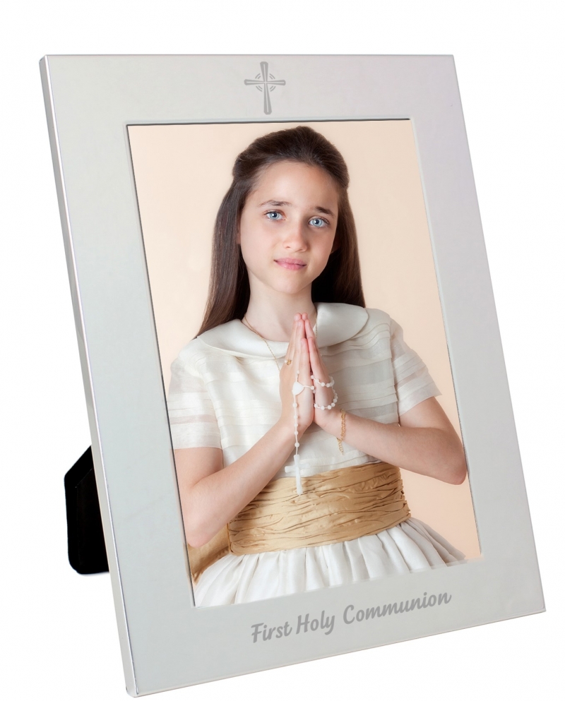 silver 5x7 holy communion photo frame