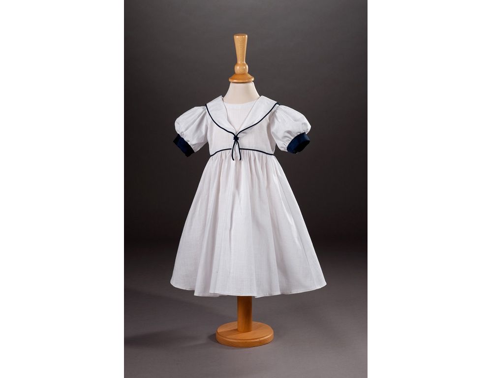 Christening Dress Tanya - Linen look cotton sailor style dress 