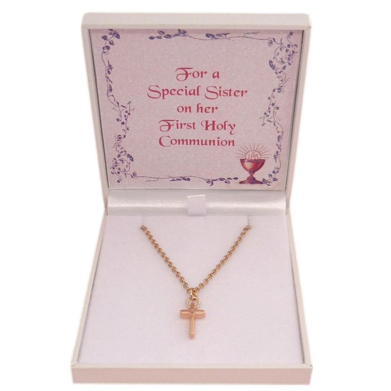 ***UK CUSTOMERS ONLY*** Rose Gold Cross Necklace for First Holy Communion