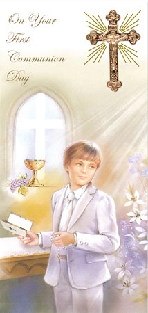 Boy's Boxed First Holy Communion Card