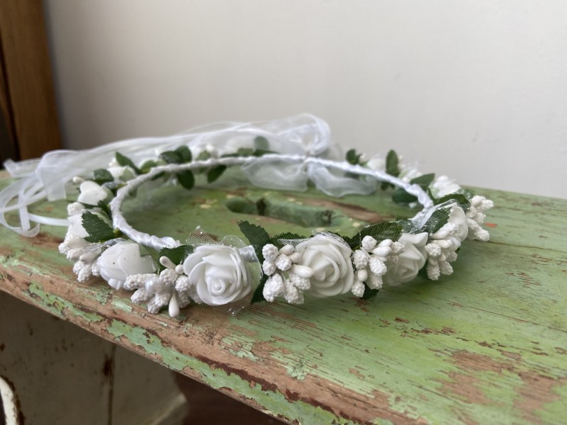 Lacey Bell - Flower Crown with organza ribbon