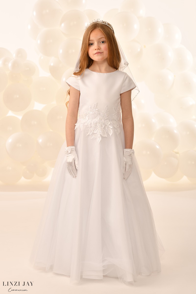 Linzi Jay Girls White Communion Dress:- Nancy