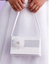 White Communion Hard Bag with Organza Flower 