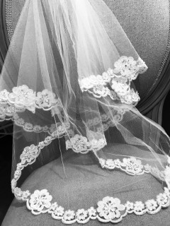 Communion Veil with Sparkling Floral Edging - Little People 2058