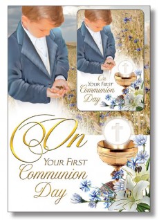 First Communion Card for Boy with Prayer Card C27607
