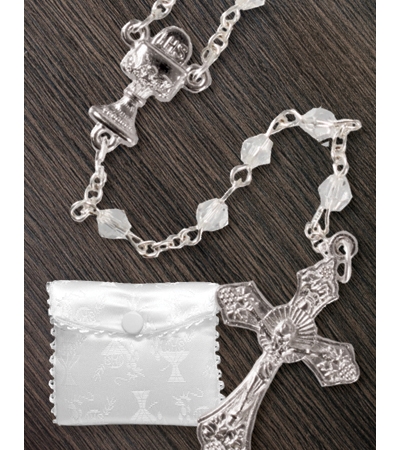 crystal glass rosary beads & purse