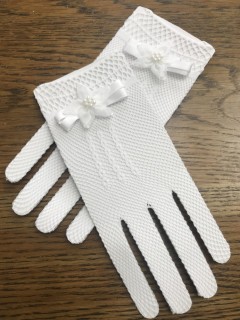 White Aire Barcelona Spanish Communion Gloves with bow