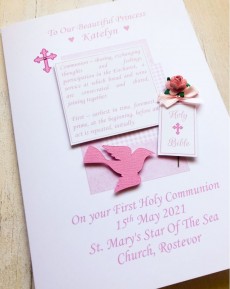 ***UK CUSTOMERS ONLY*** Girls Personalised 1st Holy Communion Sacrament Card - Definition