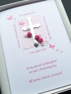 ***UK CUSTOMERS ONLY*** Christening Card for Girl - Crucifix & Flowers