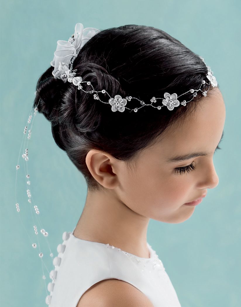 First Communion Floral Crown Vine headdress with Pearl Trail- Emmerling 77502