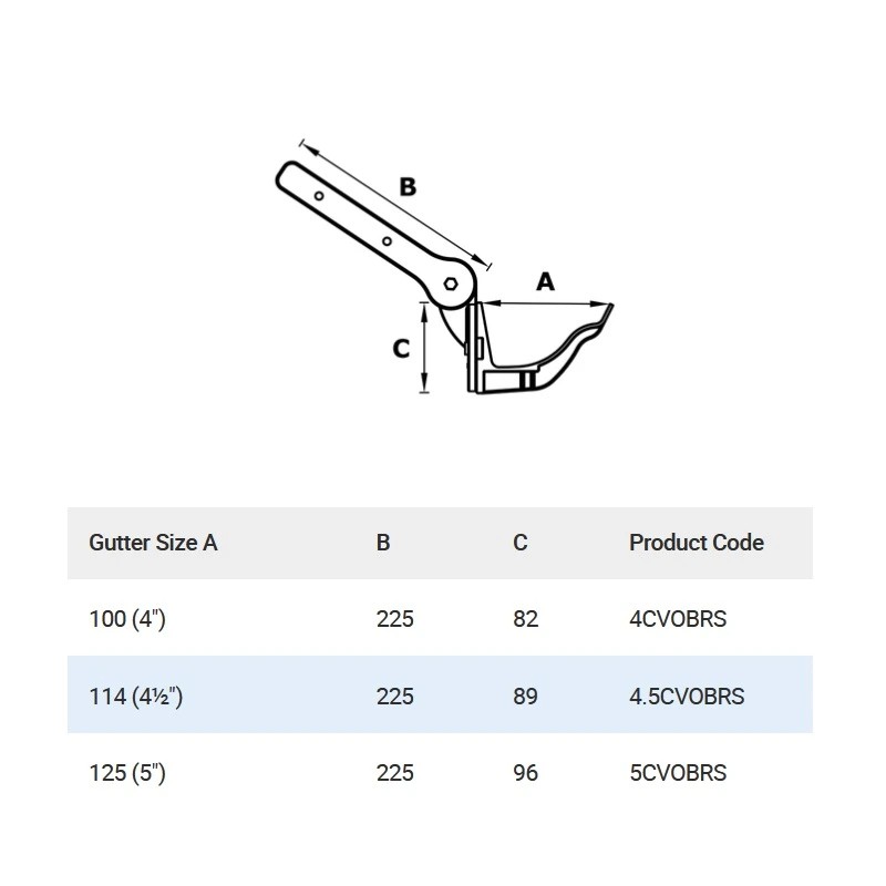 125mm Victorian Ogee Cast Aluminium Gutter Side Fix Rafter Bracket ...