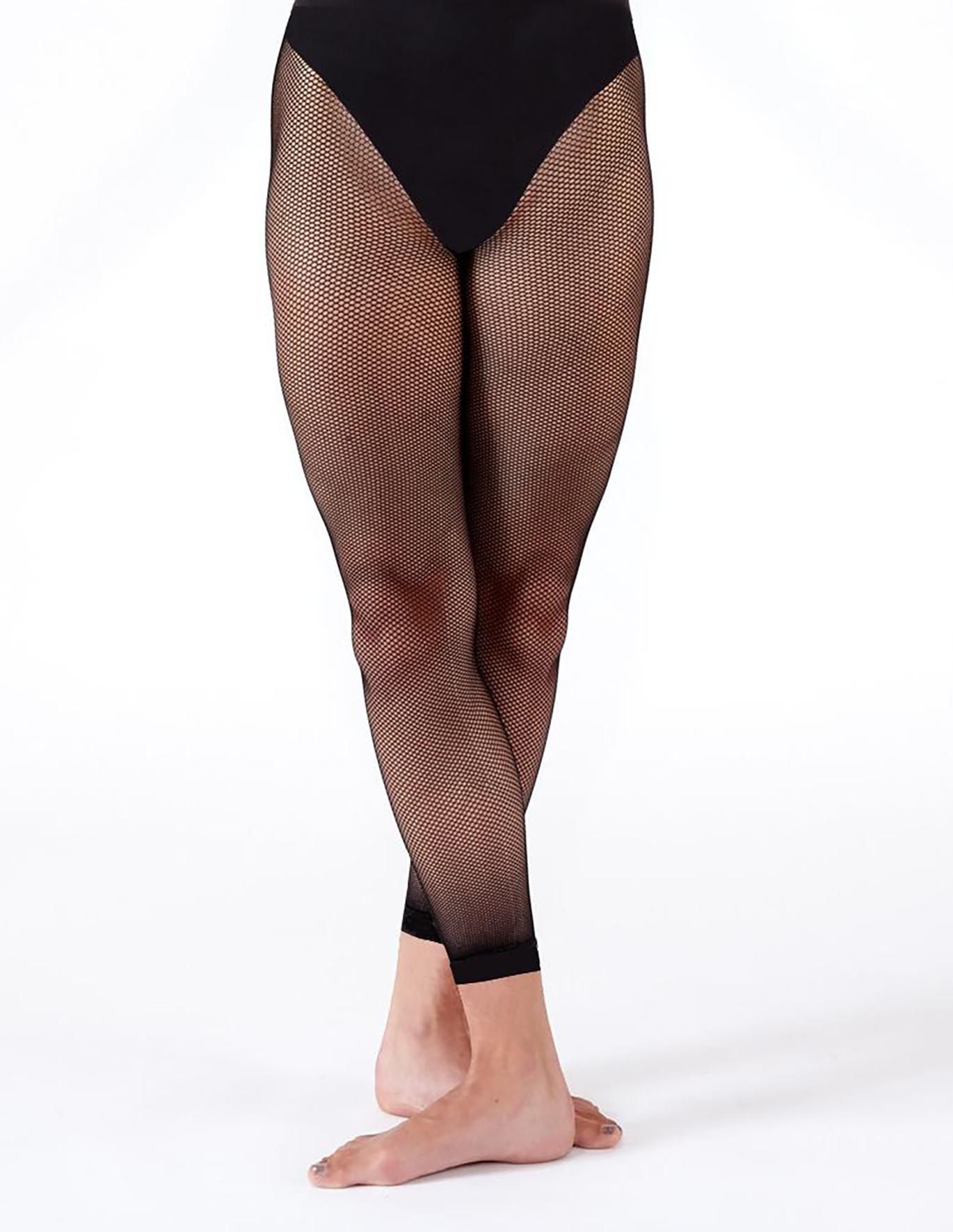 Silky Dance Black and Natural Footless Fishnet Dance Tights