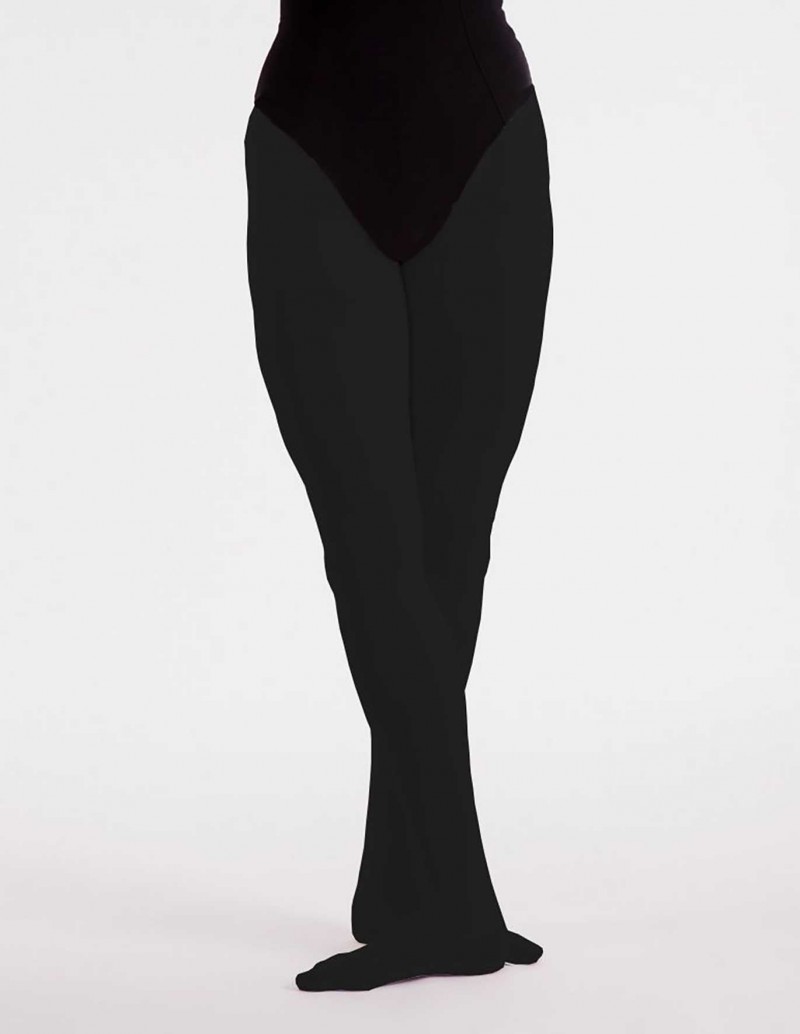 LADIES ADULT SILKY FOOTLESS DANCE TIGHTS IN BLACK - AVAILABLE IN S, M, L,  XL