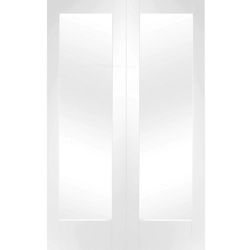 internal white primed pattern 1o pair doors clear glass rebated