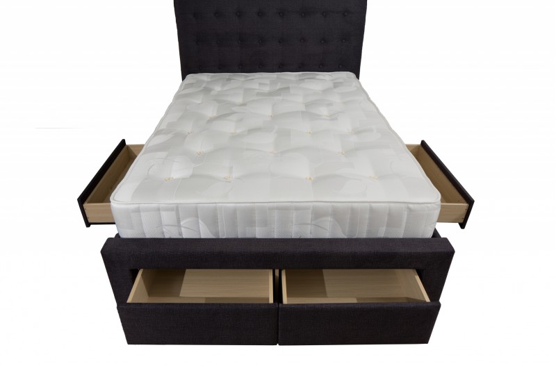 Artisan Dark Grey Fabric Bed With 4 Drawers 3