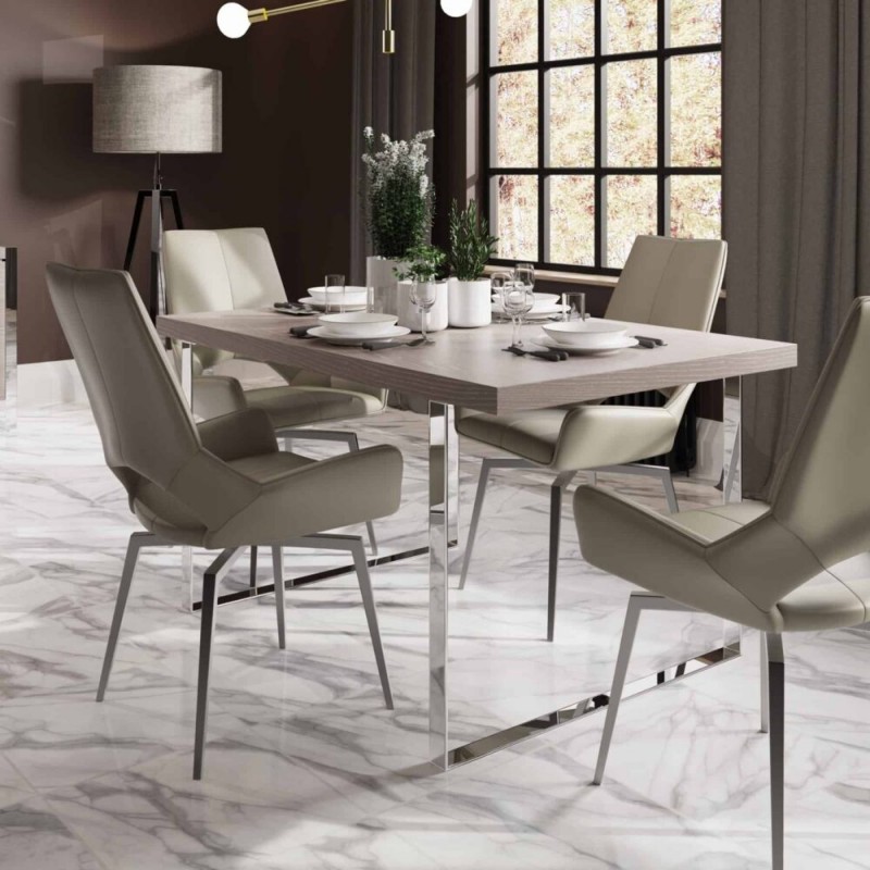 Signature Taupe Pair Of Swivel Dining Chairs