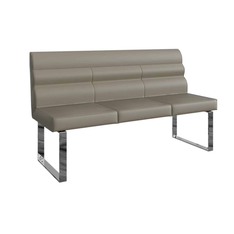 signature 1.8m dining bench with back in taupe & chrome