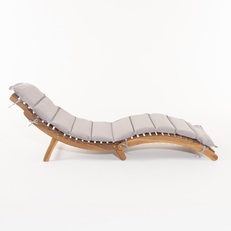 Acacia Wood Wave Lounger With Cushion