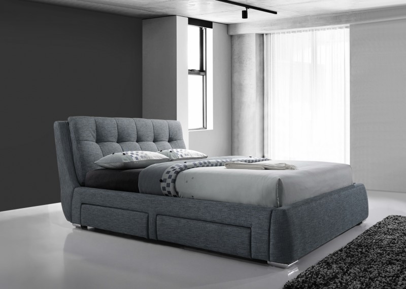 Artisan Dark Grey Fabric Bed 4 Side Drawers 3