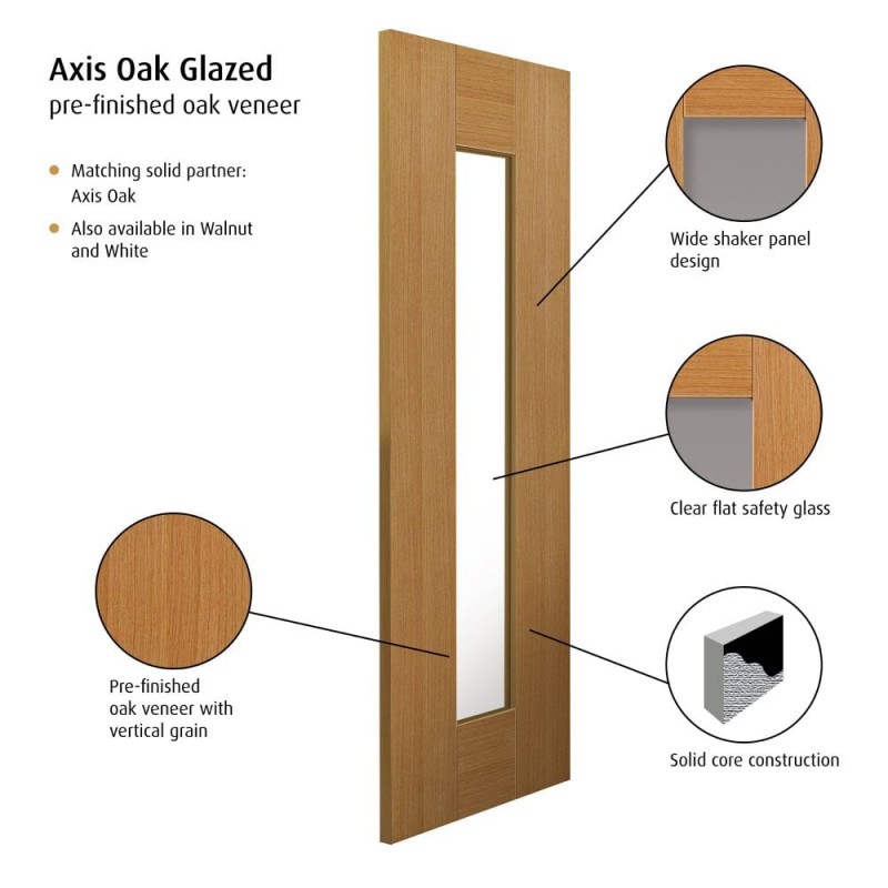 Internal Oak Prefinished Axis Clear Glazed Do