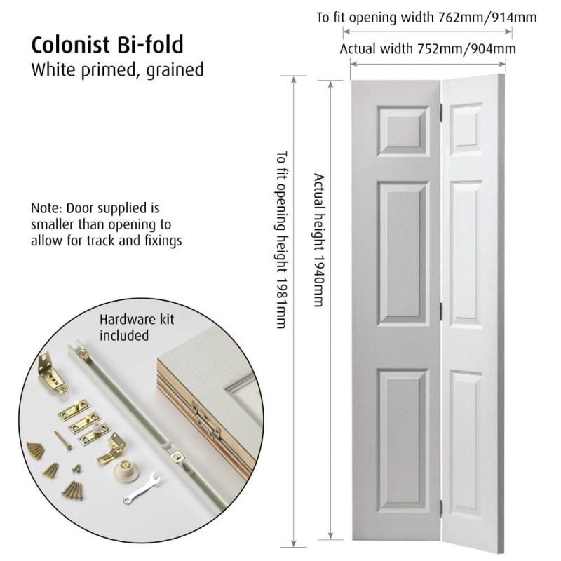 Internal White Primed Colonist Bi-Fold Door