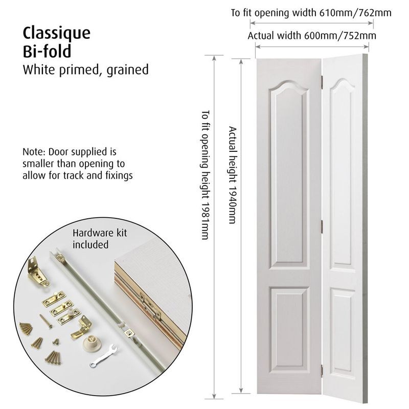 Internal White Primed Classique Bi-Fold Door