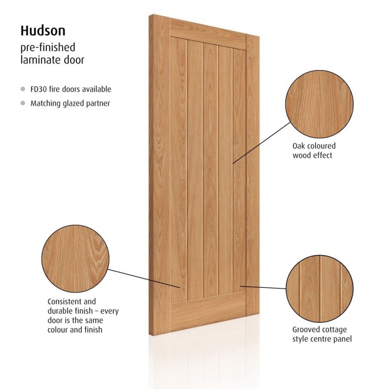 Internal Oak Laminate Hudson Door Pre-Finishe