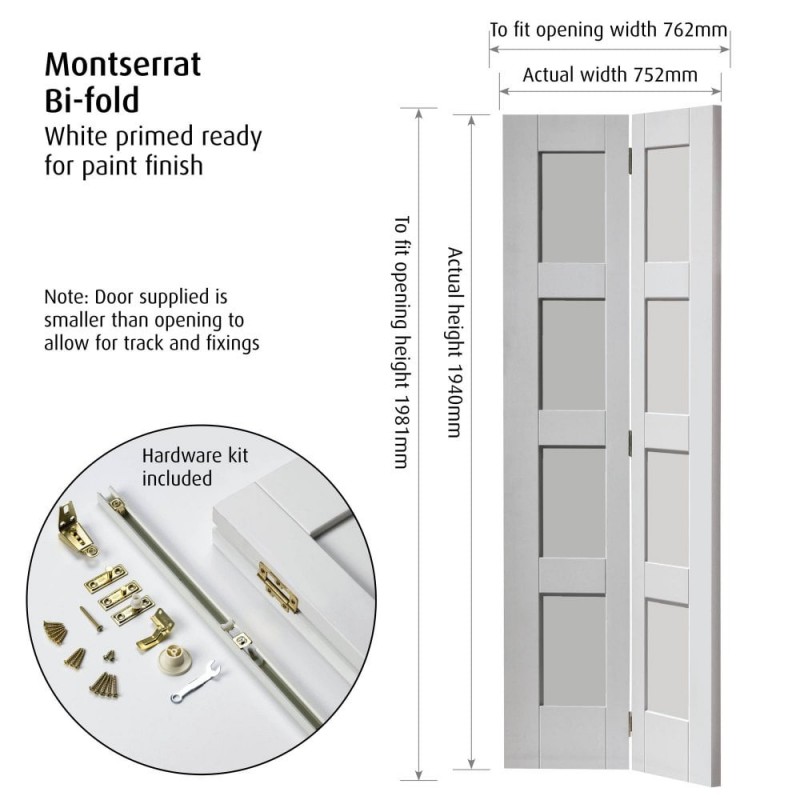 Internal White Primed Montserrat Bi-Fold Door